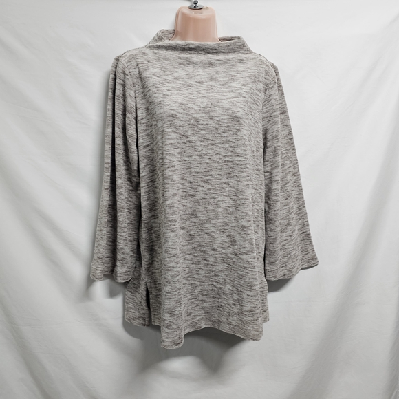 J. Jill Sweaters - J. Jill Heathered Brown Velvet Mock Neck Pullover Sweater Size M